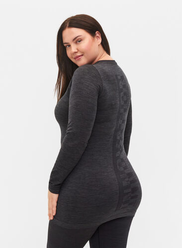 Melert sømløs undertrøye, Dark Grey Melange, Model image number 1