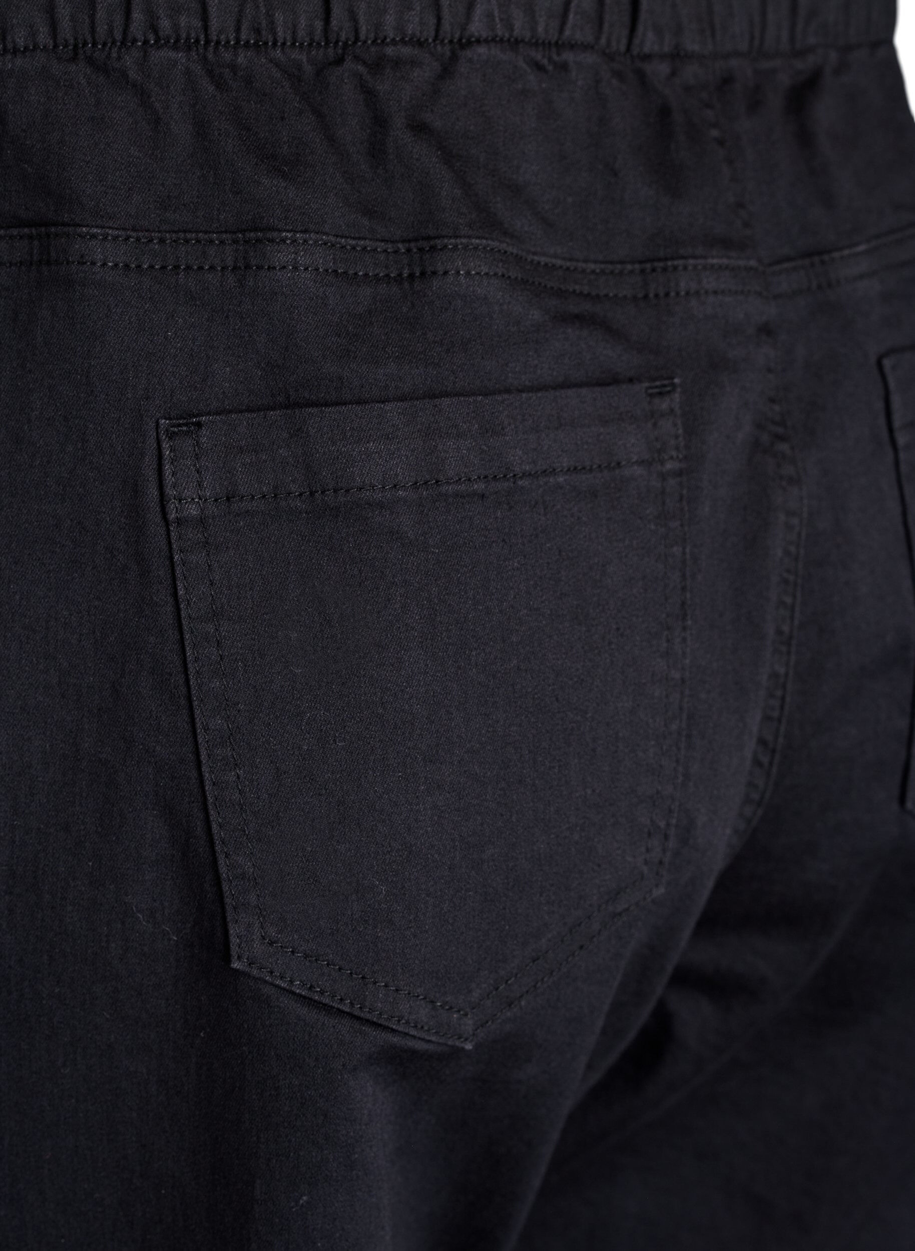 ZizziJoggebukse i denim med lommer, Svart, Packshot image number 3