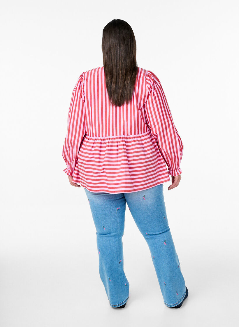 Bootcut jeans med broderte blomster, Blå, Model image number 1