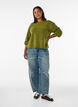 Strikket bluse med knappdetalj, Gr&oslash;nn, Model image number 1