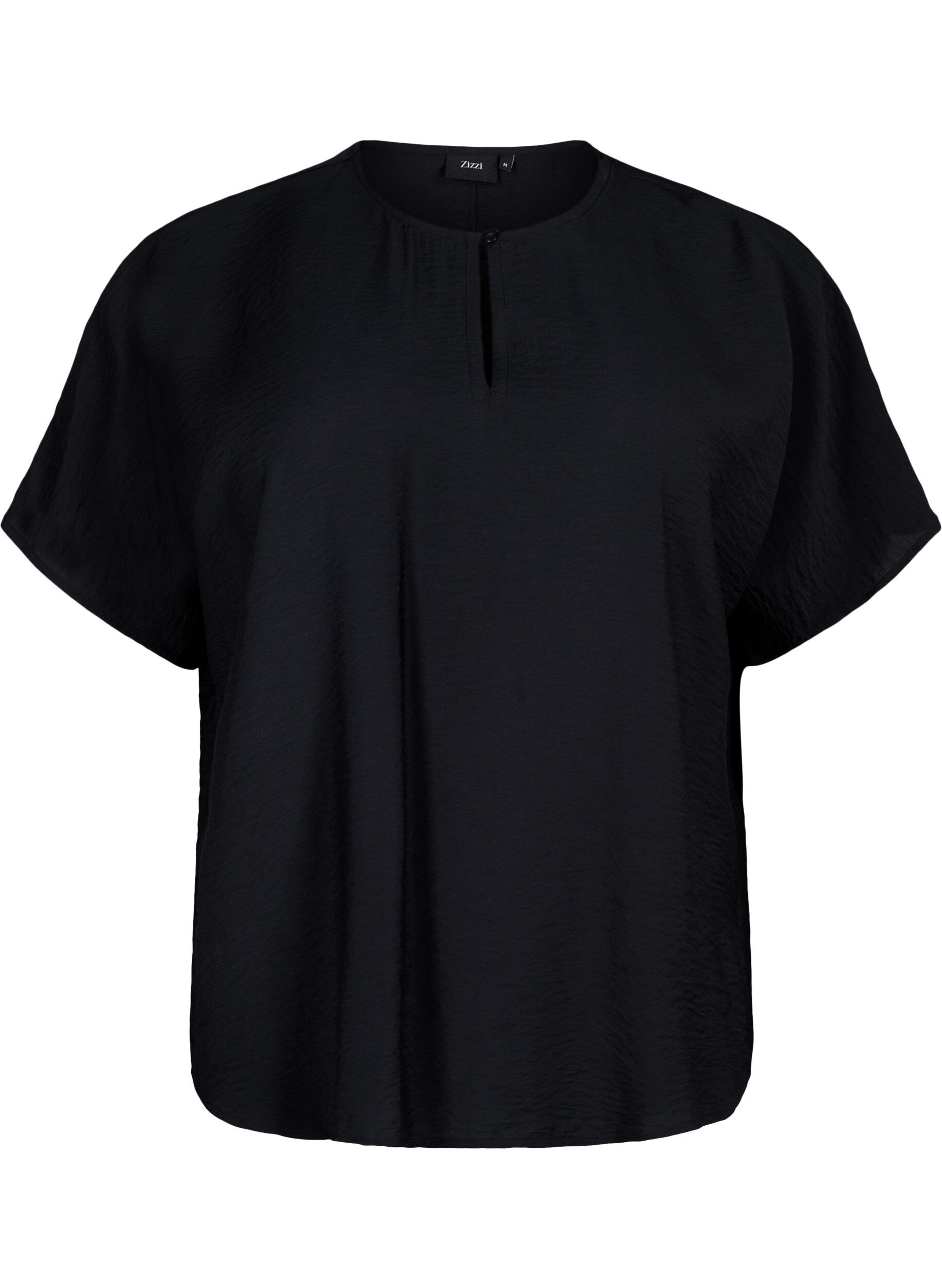 Zizzi Kortermet bluse i viskose, Black, Packshot image number 0