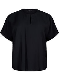 Kortermet bluse i viskose, Black