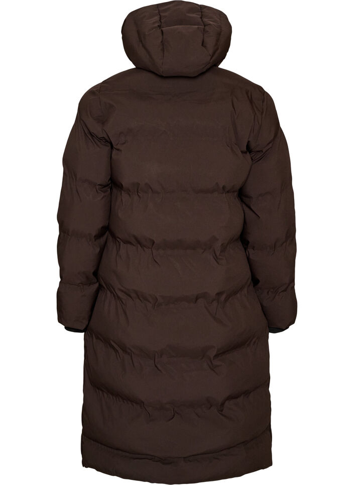 Lang vinterk&aring;pe med hette, Brun, Packshot image number 1
