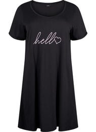 Kortermet nattkjole i økologisk bomull, Black Hello