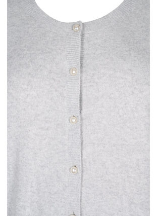 Kort melert strikket cardigan med perleknapper, Light Grey Melange, Packshot image number 2
