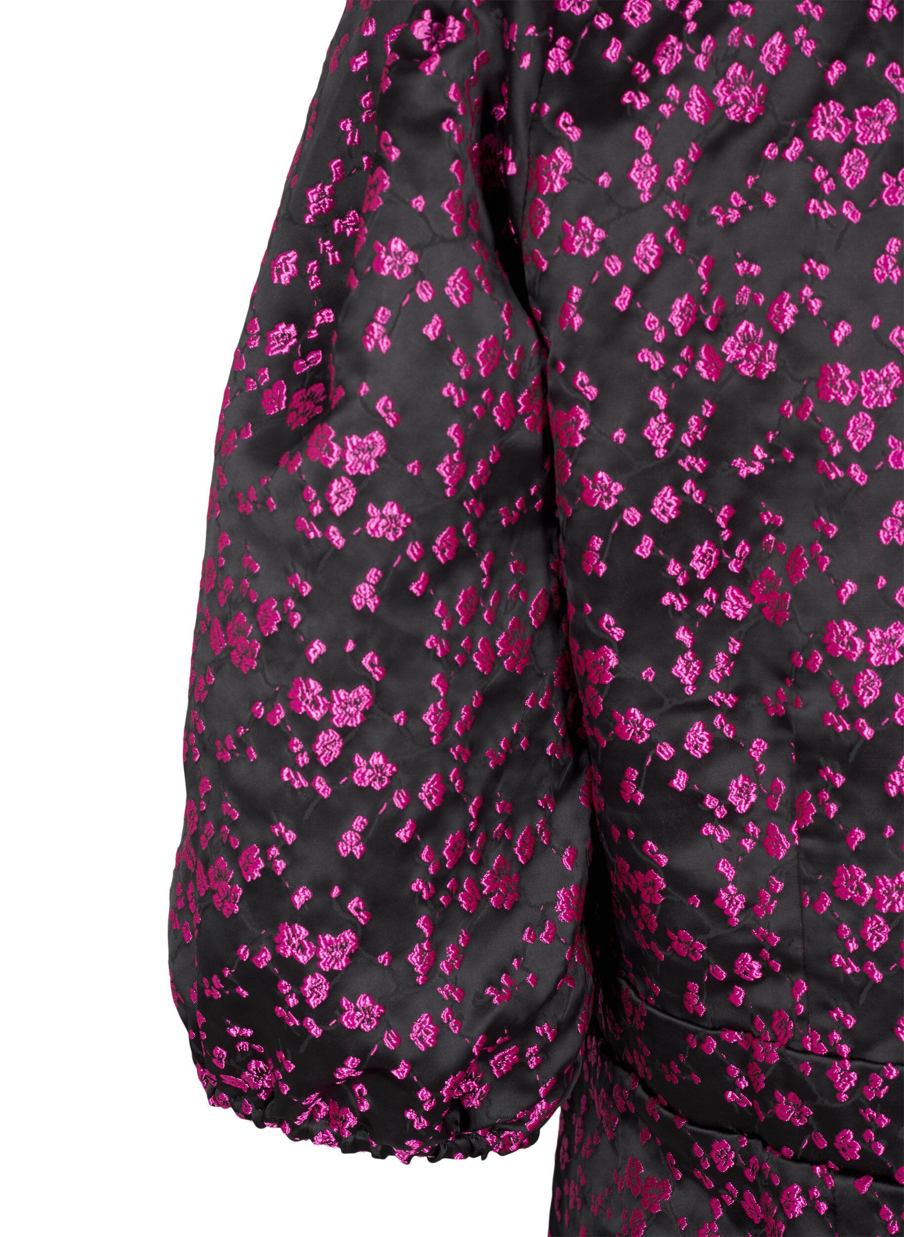 Zizzi Knelang kjole med broderte blomster, Black Pink Flower, Packshot image number 3