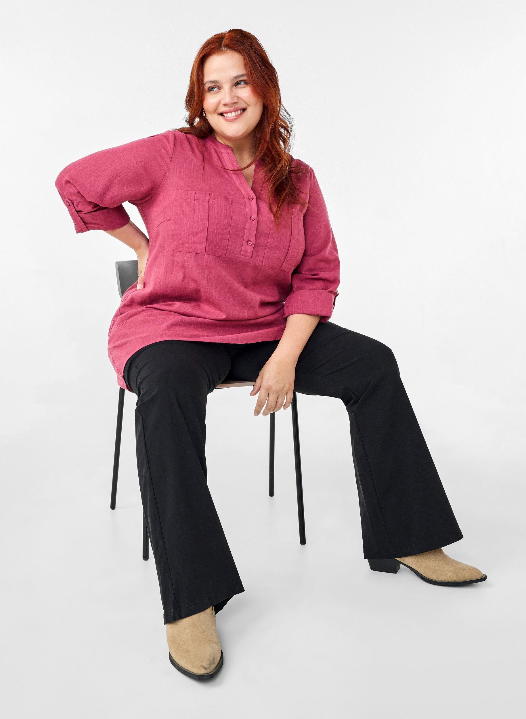 Zizzi Tunika i bomull med 3/4 ermer, Malaga, Image image number 0