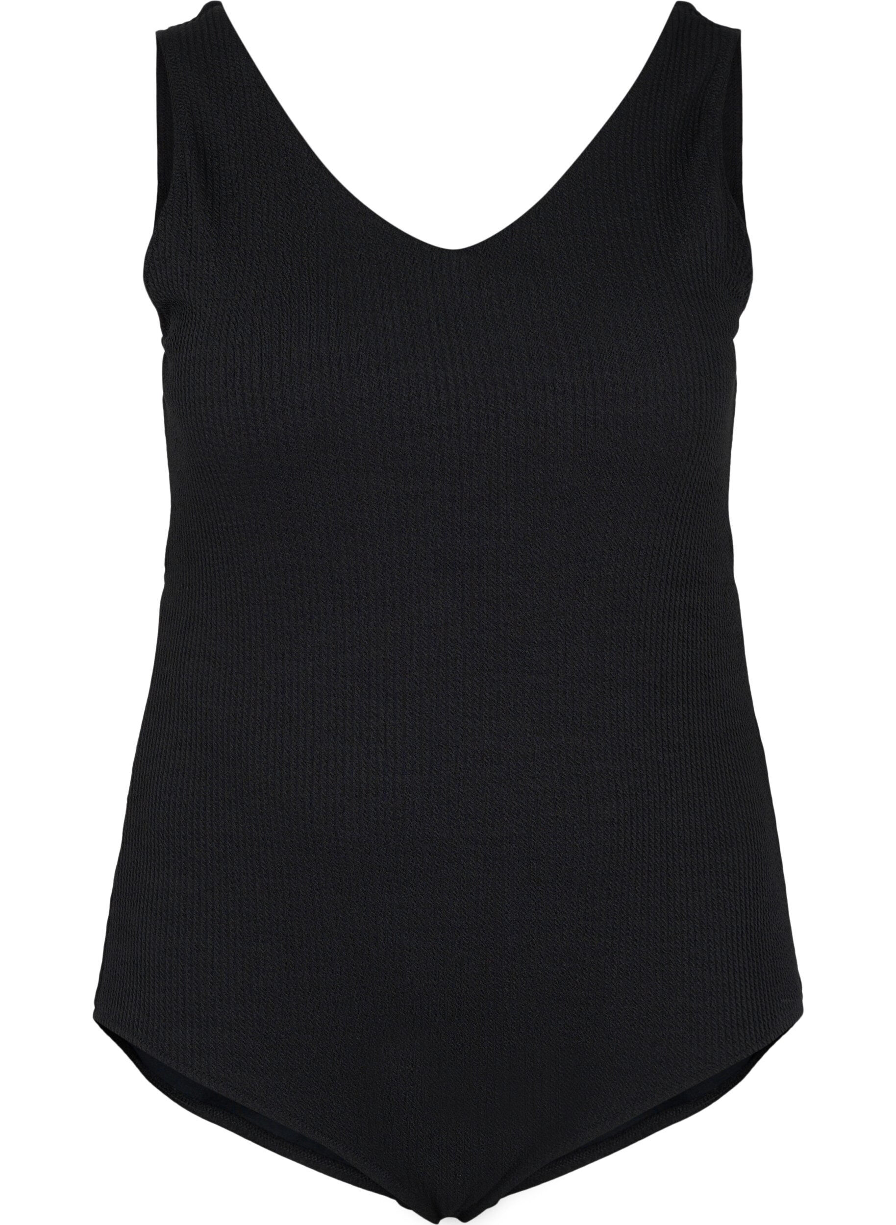 Zizzi Badedrakt med krysset rygg, Black, Packshot image number 0