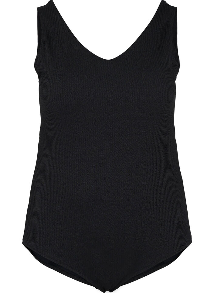 Badedrakt med krysset rygg, Black, Packshot image number 0