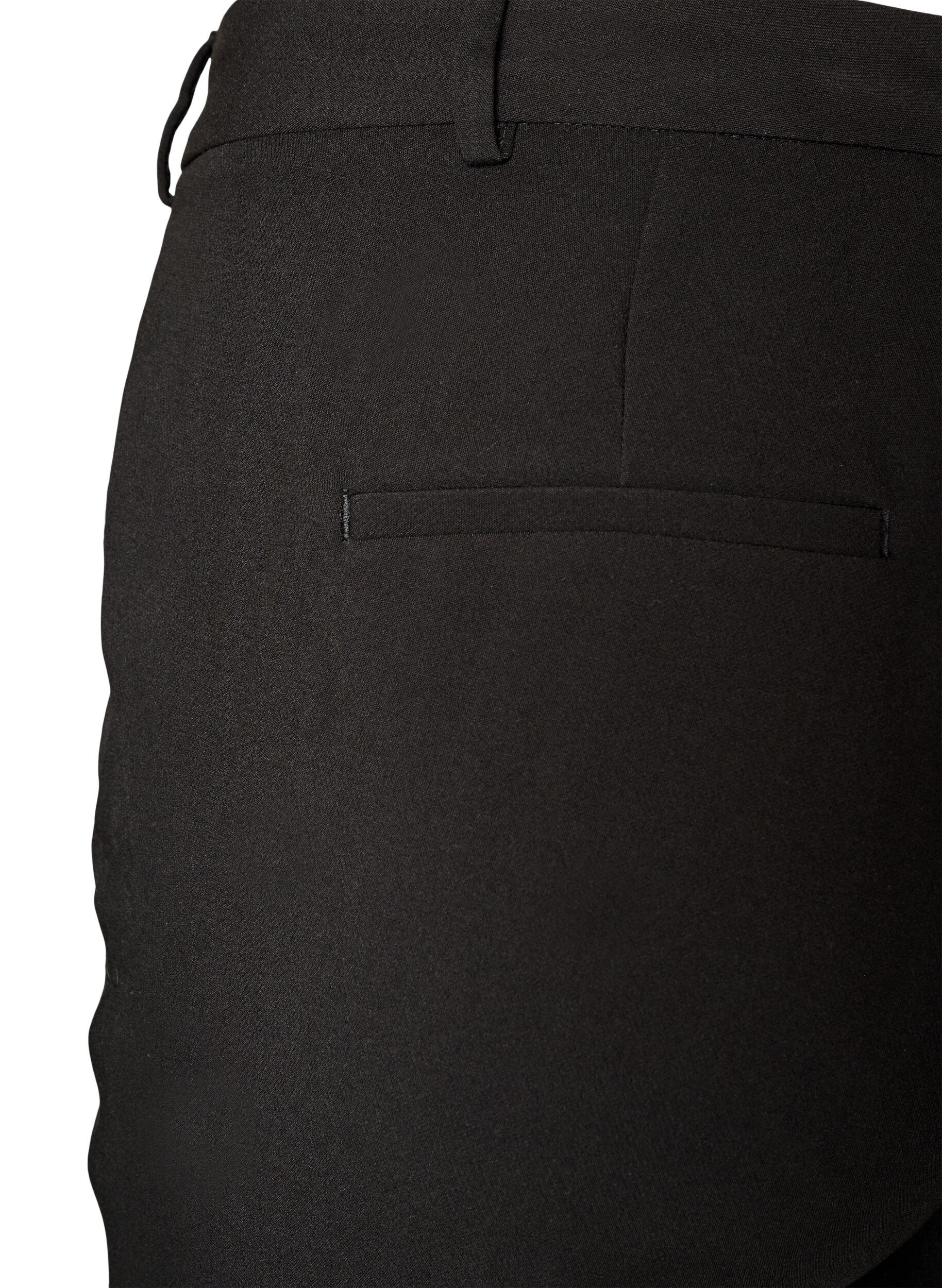 ZizziDressbukser med h&oslash;y midje og pressefolder, Svart, Packshot image number 3