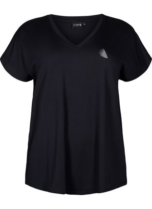 Løstsittende trenings-t-skjorte med v-hals, Black, Packshot image number 0