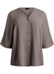 Skjortebluse med v-hals og 3/4 ermer, Beige, Packshot image number 0