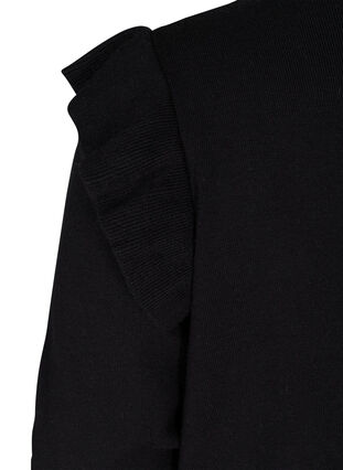 Zizzi Strikkecardigan med volanger og lommer, Black, Packshot image number 3