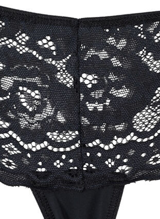 Zizzi 3 stk. g-streng med blondekant, Svart, Packshot image number 3