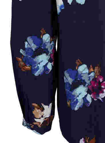 FLASH - Langermet bluse med mønster, Big Blue Flower, Packshot image number 3