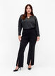 Melange bluse med lange ermer, Black Mel. , Model image number 2