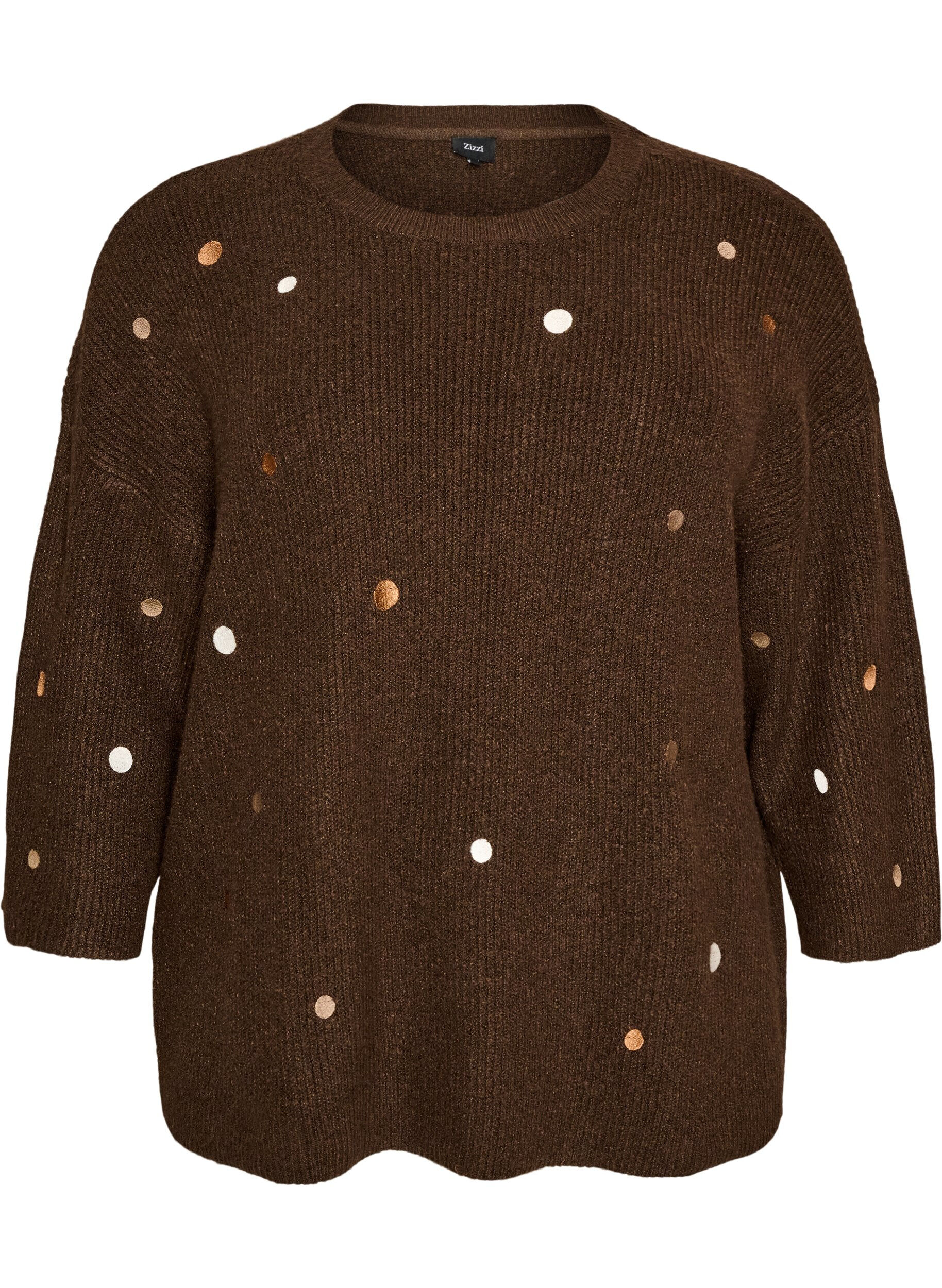 Strikkebluse med sm&aring; broderte motiver