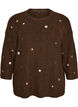 Strikkebluse med sm&aring; broderte motiver, Brun, Packshot image number 0