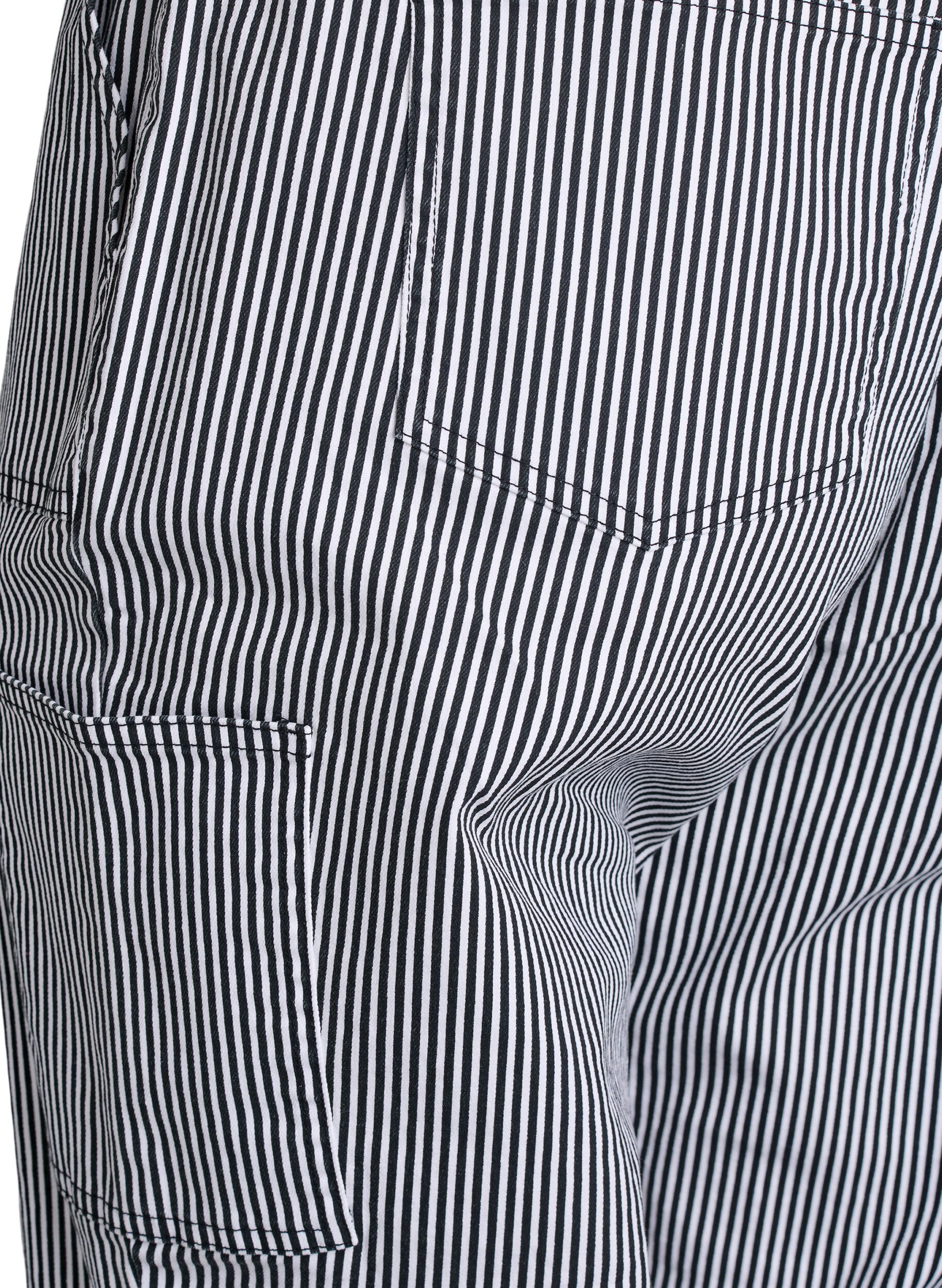 Zizzi Stripete cargojeans med h&oslash;y midje, Svart, Packshot image number 3