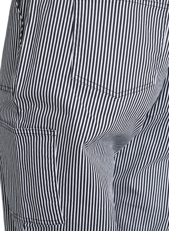 Stripete cargojeans med høy midje, Svart, Packshot image number 3