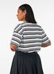 Boxy T-skjorte med stripete m&oslash;nster, Svart, Model image number 2