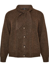 Cardigan med sl&oslash;yfeb&aring;nd og knapper, Brun
