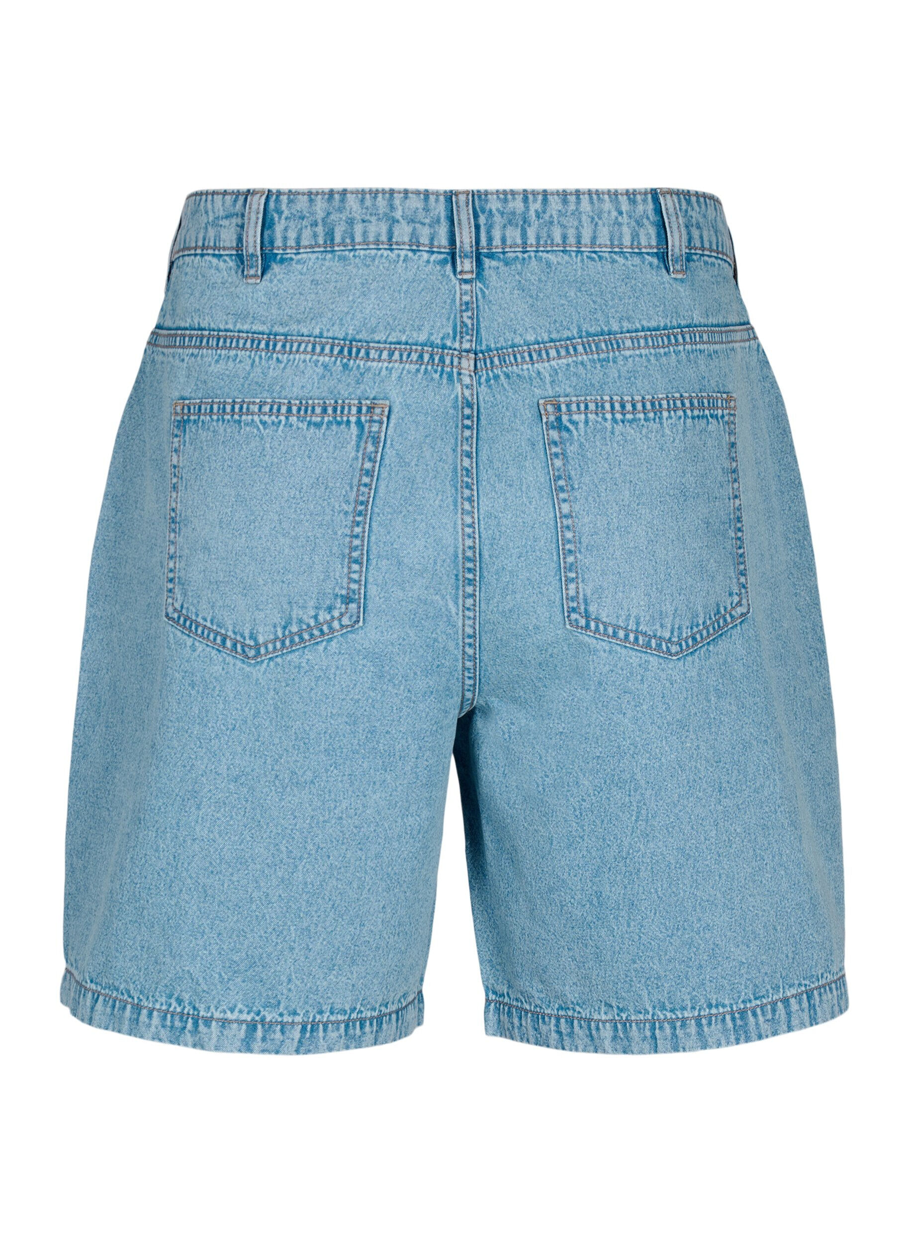 Zizzi Dongerishorts med h&oslash;y midje, Light Blue Denim, Packshot image number 1