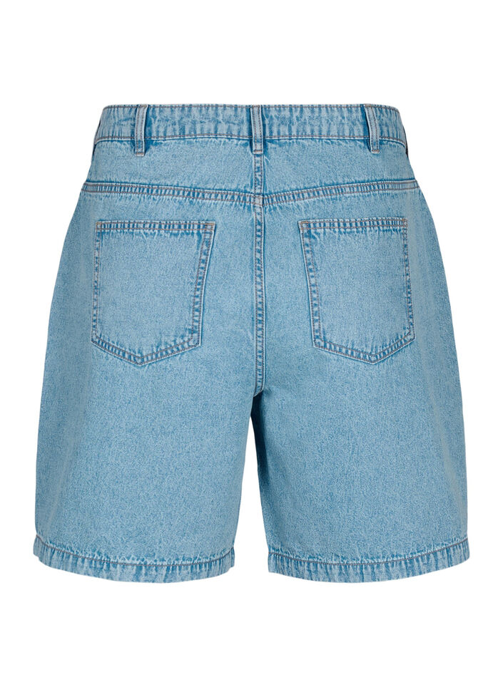 Dongerishorts med høy midje, Light Blue Denim, Packshot image number 1