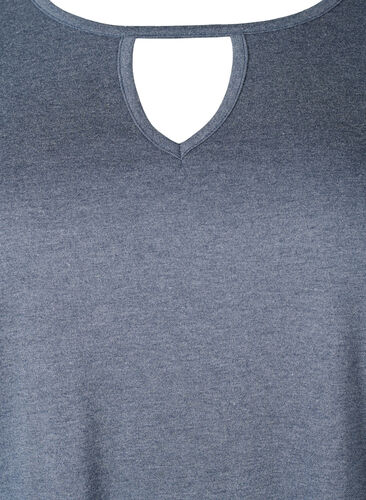 Melange bluse med lange ermer, Night Sky Mel. , Packshot image number 2