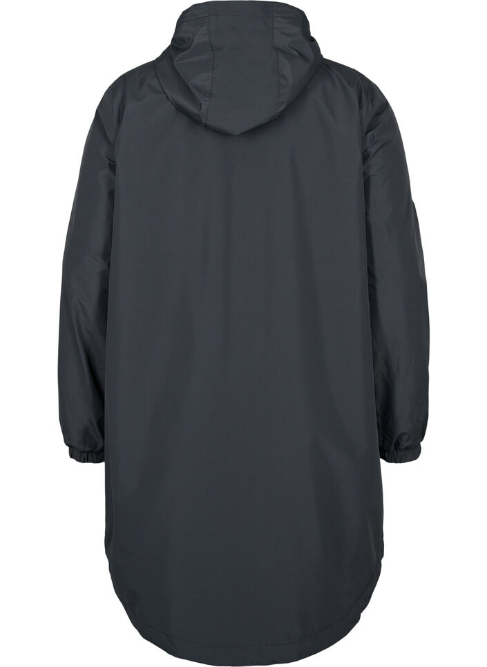 Regnjakke med hette og refleksdetaljer, Black, Packshot image number 1
