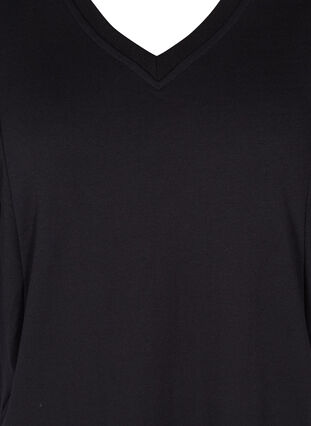 Kjole med V-hals og 3/4-ermer, Black, Packshot image number 2