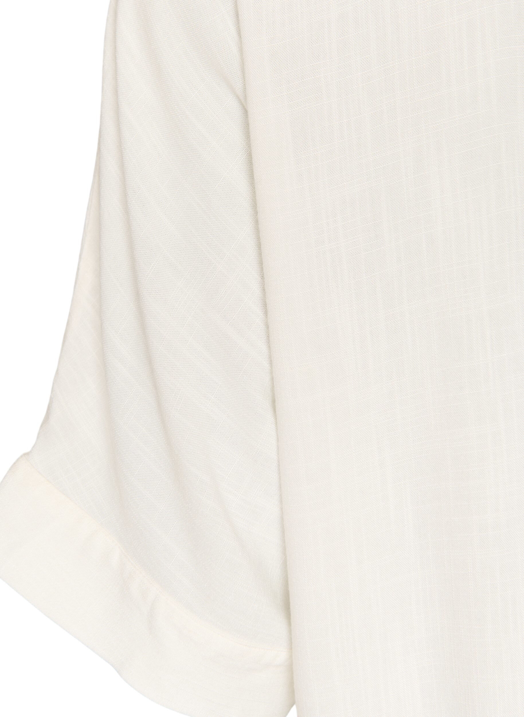 ZizziViskosebluse med heklet kant og knapper, Vanilje, Packshot image number 3