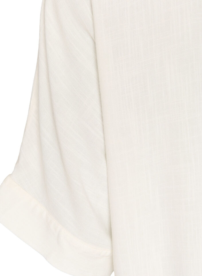 Viskosebluse med heklet kant og knapper, Vanilje, Packshot image number 3