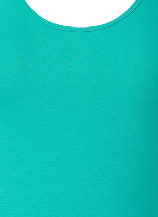 Ensfarget basic topp i bomull, Aqua Green, Packshot image number 2
