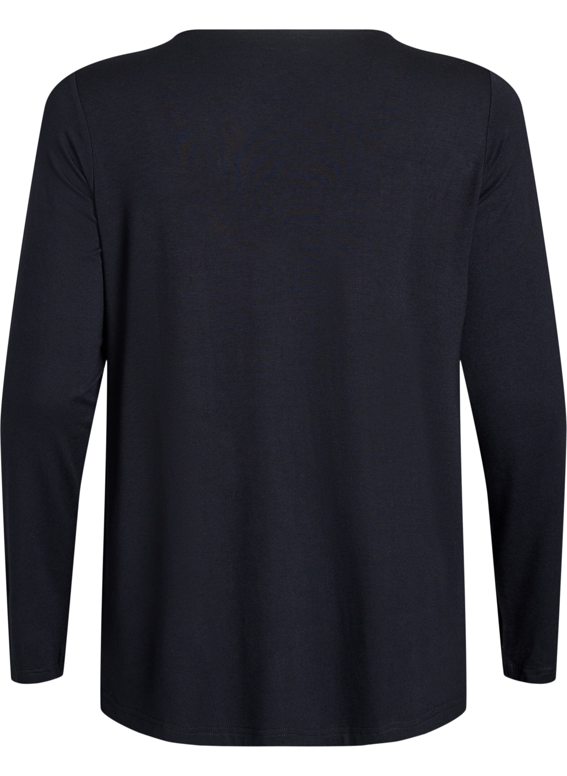 Zizzi Kort kimono i viskose, Svart, Packshot image number 1