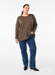 Melange Bluse med rund hals og lange ermer, Caribou, Model image number 2