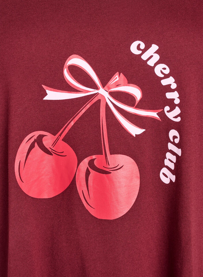 Kortermet nattkjole i økologisk bomull, Rød, Packshot image number 2