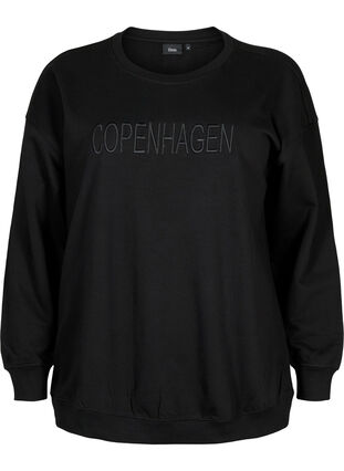 Genser med brodert tekst, Black Copenhagen , Packshot image number 0