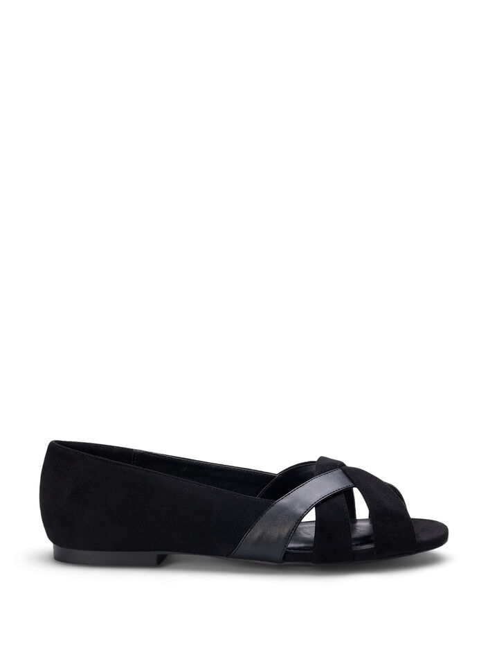 Ballerinasko med spiss tå og bred passform, Black, Packshot
