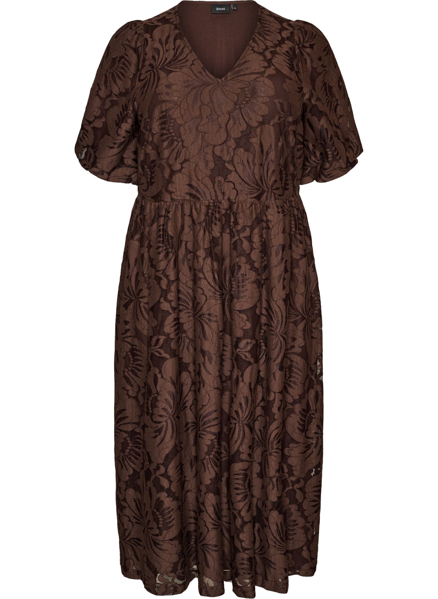 Midikjole i blomstret jacquard