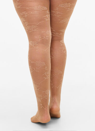 Zizzi Tights i 30 denier med blomstermønster, Nude, Model image number 1
