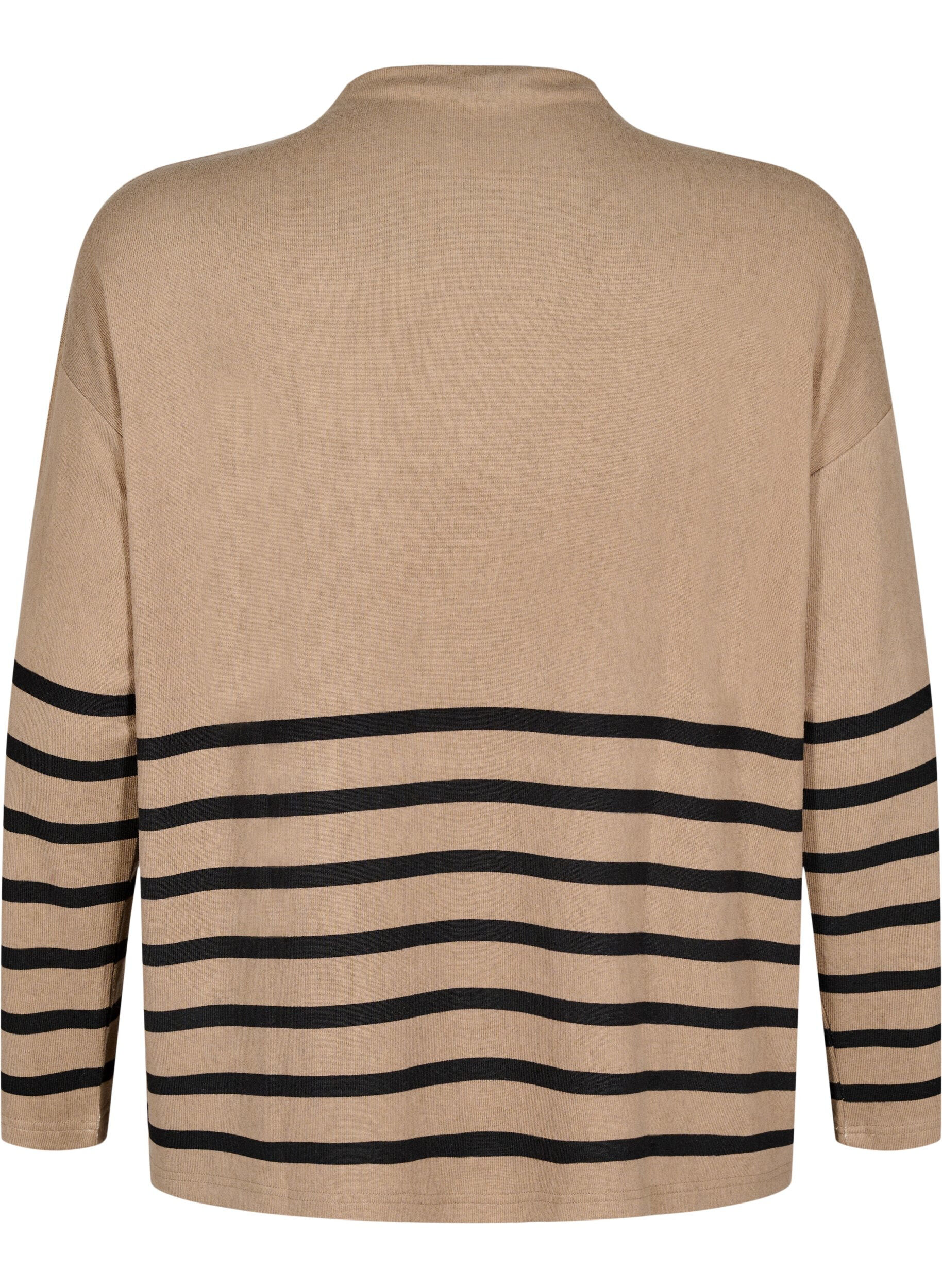 Zizzi Bluse med h&oslash;y hals og lange ermer, Beige, Packshot image number 1