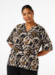 Bluse med V-hals og bladtrykk, Black Leaf AOP, Model image number 0