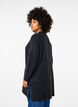 Lang strikket bluse med lange ermer, Dark Grey Melange, Model image number 1