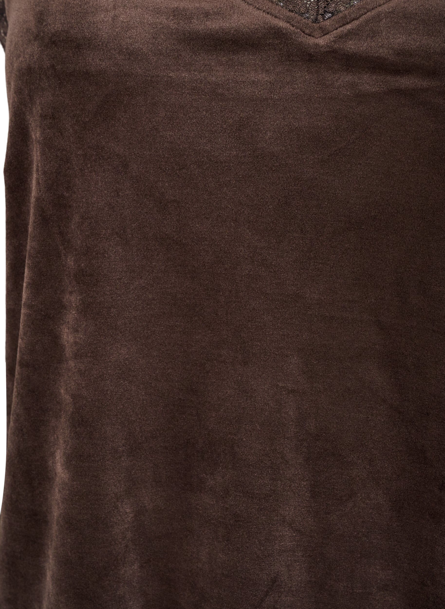 ZizziVelour topp med blonderkant, Brun, Packshot image number 2