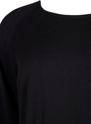 Strikket bluse med Raglan-ermer, Black, Packshot image number 2