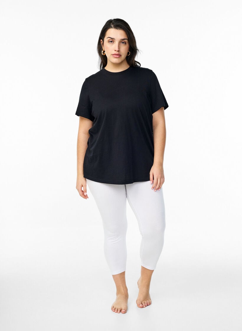 Basisleggings i viskose med 3/4-lengde, Hvit, Model image number 1