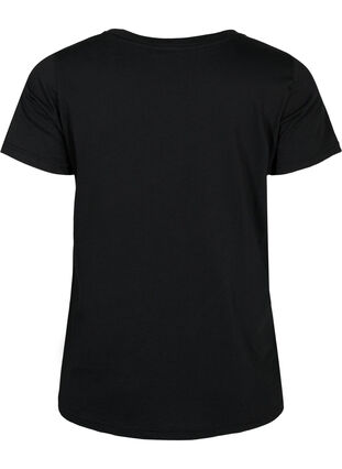 T-skjorte i bomull med trykk, Black COLOR, Packshot image number 1