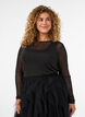 Gjennomsiktig meshbluse med rhinesteiner, Svart, Model image number 0