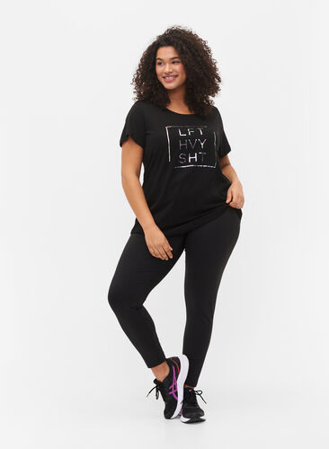 T-skjorte til trening med trykk, Black w. LFT, Model image number 2